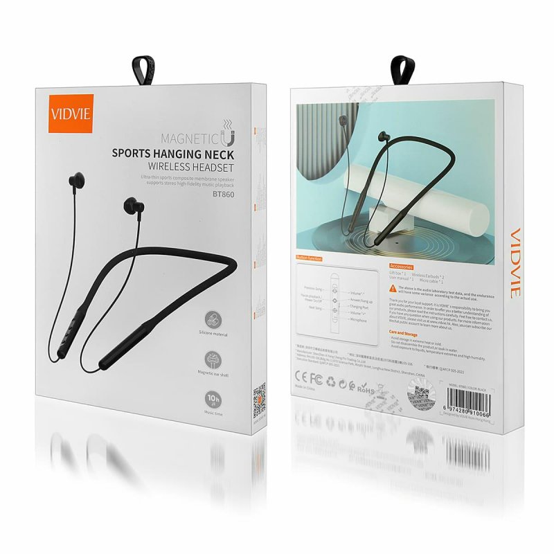 BLUETOOTH EARPHONES VIDVIE BT860 BLACK