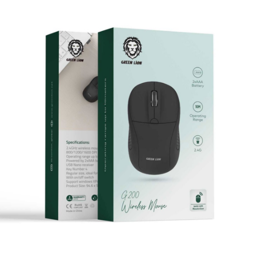 Green Lion G200 Wireless Mouse - Black